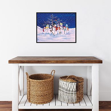 Amanti Art Snow Family Framed Canvas Wall Art