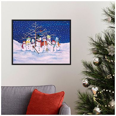 Amanti Art Snow Family Framed Canvas Wall Art