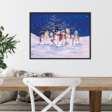 Amanti Art Snow Family Framed Canvas Wall Art