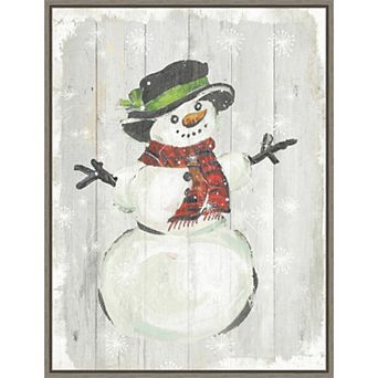 Amanti Art Holiday Snowman Framed Canvas Wall Art