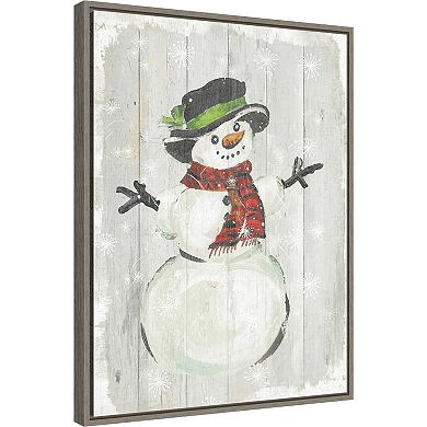 Amanti Art Holiday Snowman Framed Canvas Wall Art
