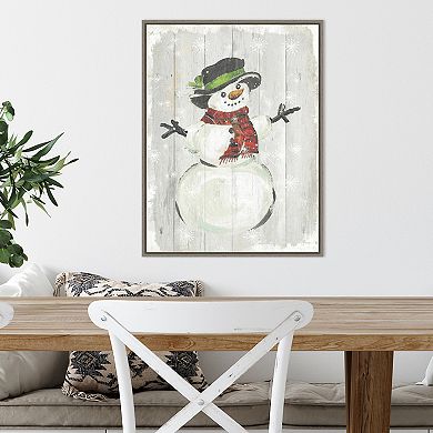 Amanti Art Holiday Snowman Framed Canvas Wall Art