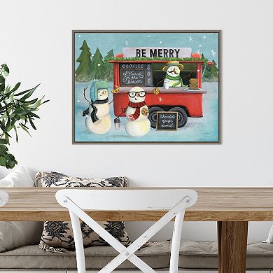 Amanti Art Christmas on wheels III Framed Canvas Wall Art