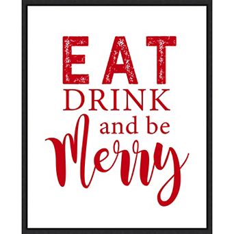 Amanti Art Eat Drink and Be Merry Red Framed Canvas Wall Art