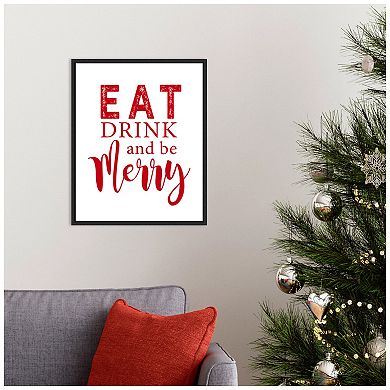 Amanti Art Eat Drink and Be Merry Red Framed Canvas Wall Art