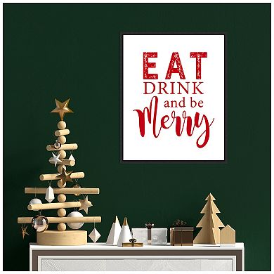 Amanti Art Eat Drink and Be Merry Red Framed Canvas Wall Art