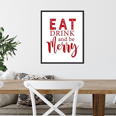 Amanti Art Eat Drink and Be Merry Red Framed Canvas Wall Art