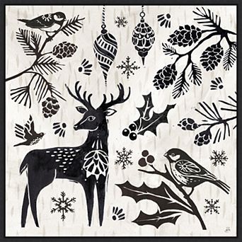 Amanti Art Woodcut Christmas III Framed Canvas Wall Art