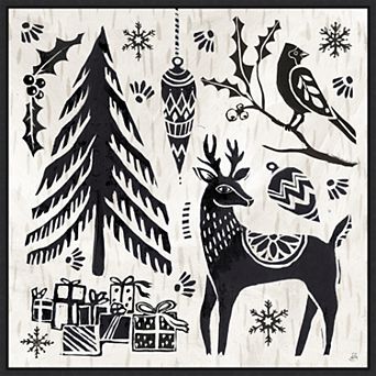 Amanti Art Woodcut Christmas V Framed Canvas Wall Art