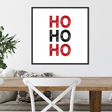 Amanti Art Ho Ho Ho Red Black Framed Canvas Wall Art