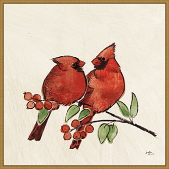 Amanti Art Christmas Lovebirds IX Framed Canvas Wall Art