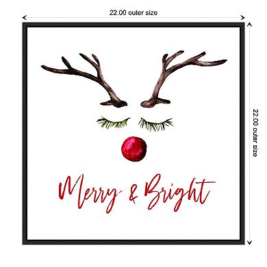 Amanti Art Reindeer Merry and Bright Framed Canvas Wall Art