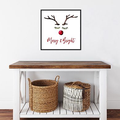 Amanti Art Reindeer Merry and Bright Framed Canvas Wall Art