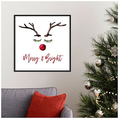 Amanti Art Reindeer Merry and Bright Framed Canvas Wall Art