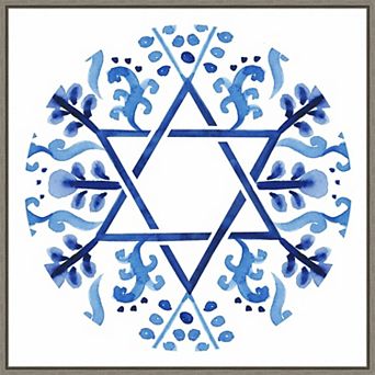 Amanti Art Indigo Hanukkah Framed Canvas Wall Art