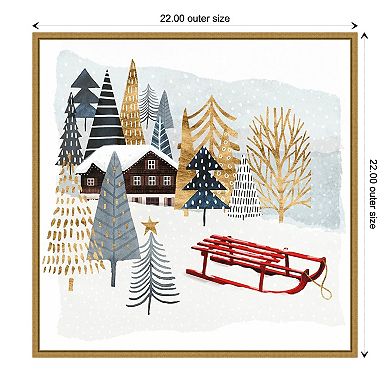 Amanti Art Christmas Chalet II Framed Canvas Wall Art