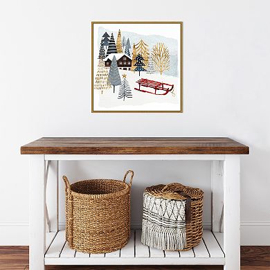 Amanti Art Christmas Chalet II Framed Canvas Wall Art
