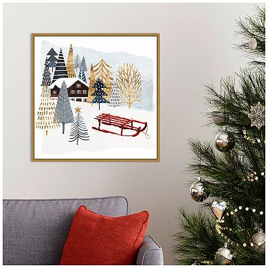 Amanti Art Christmas Chalet II Framed Canvas Wall Art