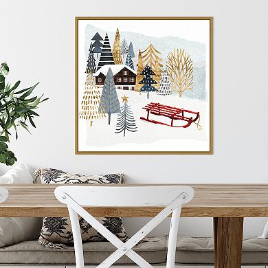 Amanti Art Christmas Chalet II Framed Canvas Wall Art