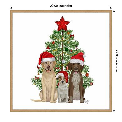 Amanti Art Christmas Dog Trio Tree Framed Canvas Wall Art