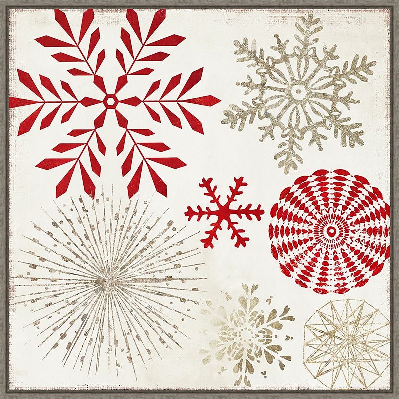 Amanti Art Christmas Snowflakes I Framed Canvas Wall Art, Grey, 22X22
