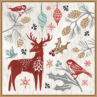Amanti Art Woodcut Christmas III Framed Canvas Wall Art