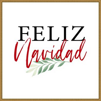 Amanti Art Feliz Navidad Script Framed Canvas Wall Art