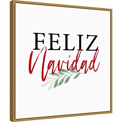 Amanti Art Feliz Navidad Script Framed Canvas Wall Art