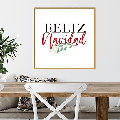 Amanti Art Feliz Navidad Script Framed Canvas Wall Art