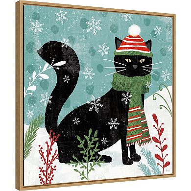 Amanti Art Purrfect Holiday II Cat Framed Canvas Wall Art