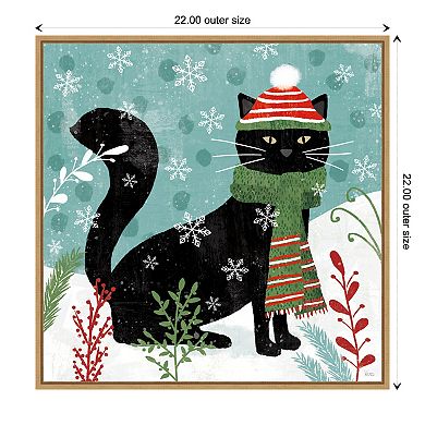 Amanti Art Purrfect Holiday II Cat Framed Canvas Wall Art