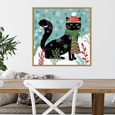 Amanti Art Purrfect Holiday II Cat Framed Canvas Wall Art