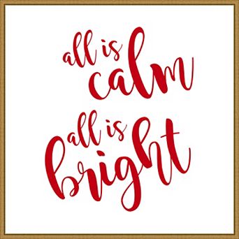 Amanti Art All is Calm Script Red Framed Canvas Wall Art
