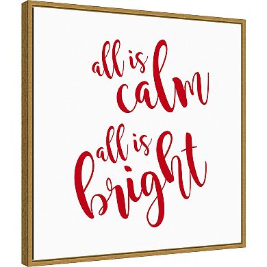 Amanti Art All is Calm Script Red Framed Canvas Wall Art