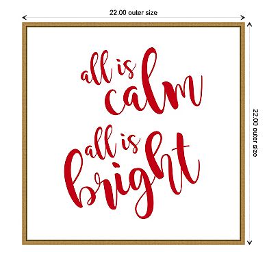 Amanti Art All is Calm Script Red Framed Canvas Wall Art