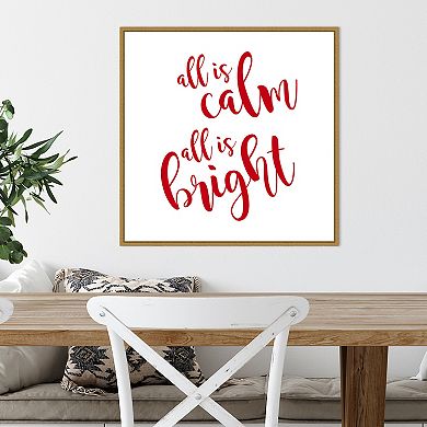 Amanti Art All is Calm Script Red Framed Canvas Wall Art