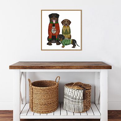 Amanti Art Christmas Dog Ugly Sweater Framed Canvas Wall Art