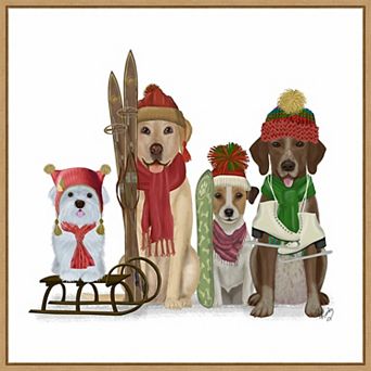 Amanti Art Christmas Dogs Sports Fans Framed Canvas Wall Art