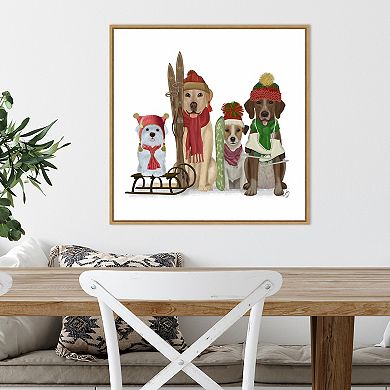 Amanti Art Christmas Dogs Sports Fans Framed Canvas Wall Art