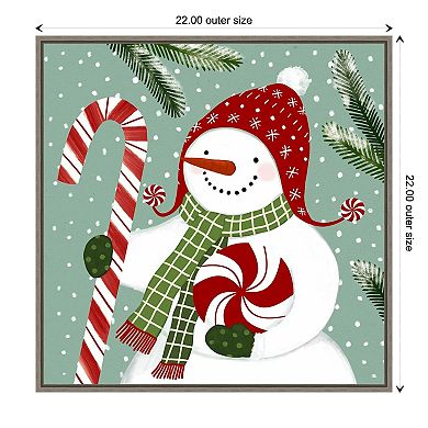 Amanti Art Peppermint Snowman II Framed Canvas Wall Art