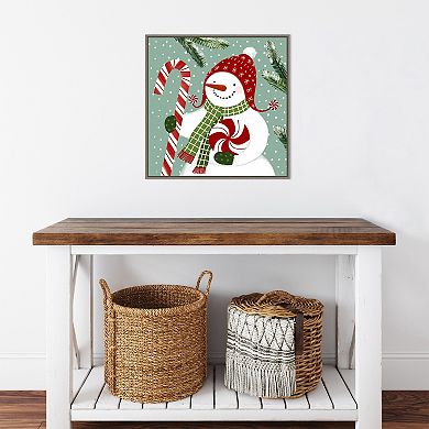 Amanti Art Peppermint Snowman II Framed Canvas Wall Art