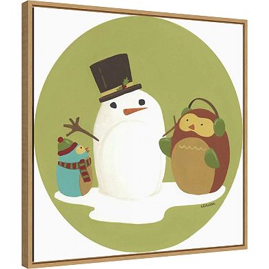 Amanti Art Happy Owlidays I Snowman Framed Canvas Wall Art