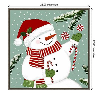 Amanti Art Peppermint Snowman I Framed Canvas Wall Art