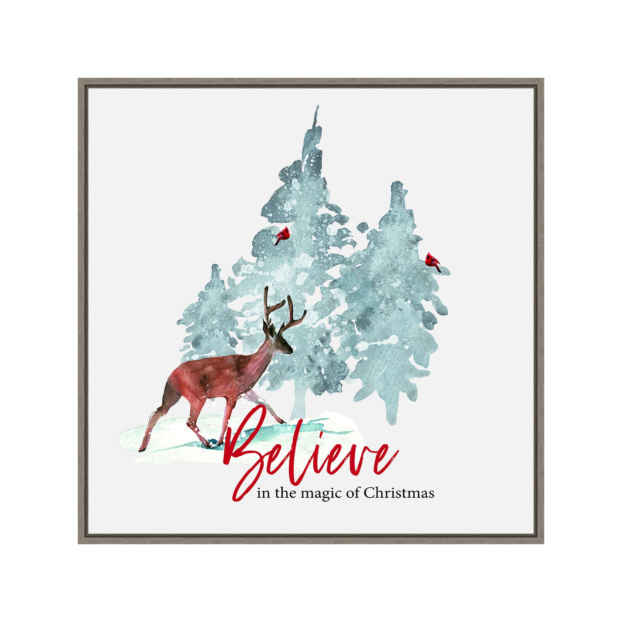 Amanti Art Believe in Christmas Framed Canvas Wall Art, Gray