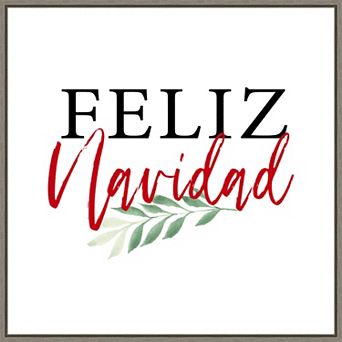 Amanti Art Feliz Navidad Script Framed Canvas Wall Art