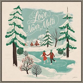 Amanti Art Winter Bliss V Ice Skating Framed Canvas Wall Art