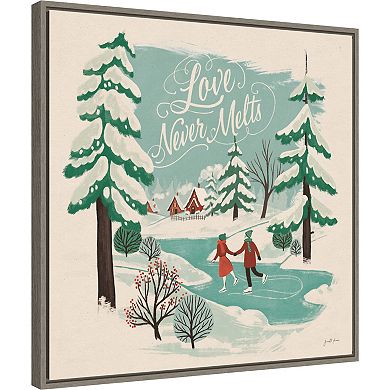 Amanti Art Winter Bliss V Ice Skating Framed Canvas Wall Art