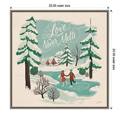 Amanti Art Winter Bliss V Ice Skating Framed Canvas Wall Art