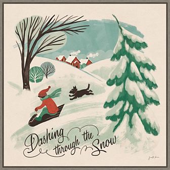 Amanti Art Winter Bliss IV Sled Dog Framed Canvas Wall Art