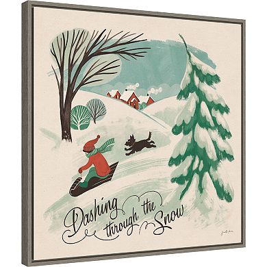 Amanti Art Winter Bliss IV Sled Dog Framed Canvas Wall Art